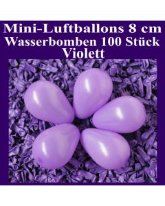 Mini Luftballons, 8 cm, 3", Wasserbomben, 100 Stück, Violett