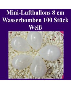 Mini Luftballons, 8 cm, 3", Wasserbomben, 100 Stück, Weiß