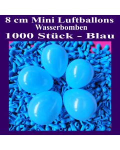 Mini Luftballons, 8 cm, 3", Wasserbomben, 1000 Stück, Blau