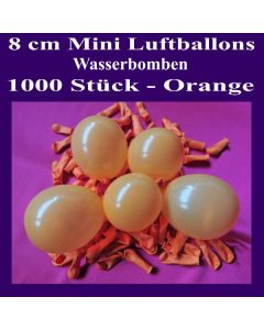 Mini Luftballons, 8 cm, 3", Wasserbomben, 1000 Stück, Orange