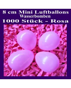 Mini Luftballons, 8 cm, 3", Wasserbomben, 1000 Stück, Rosa