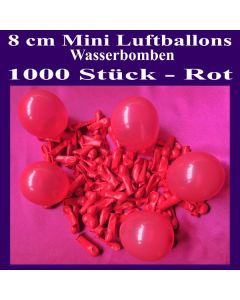 Mini Luftballons, 8 cm, 3", Wasserbomben, 1000 Stück, Rot