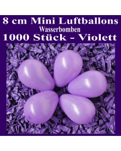 Mini Luftballons, 8 cm, 3", Wasserbomben, 1000 Stück, Violett
