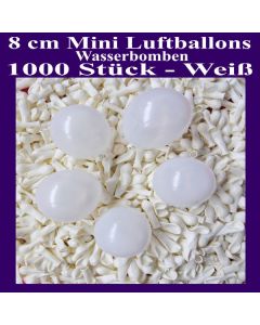 Mini Luftballons, 8 cm, 3", Wasserbomben, 1000 Stück, Weiß