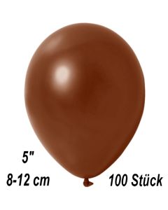 Kleine Metallic Luftballons, 8-12 cm, Braun, 100 Stück