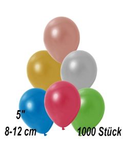 Kleine Metallic Luftballons, 8-12 cm,  Bunt gemischt, 1000 Stück