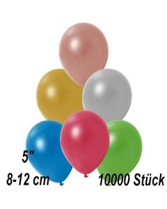 Kleine Metallic Luftballons, 8-12 cm,  Bunt gemischt, 10000 Stück