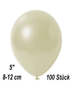 Kleine Metallic Luftballons, 8-12 cm, Elfenbein, 100 Stück