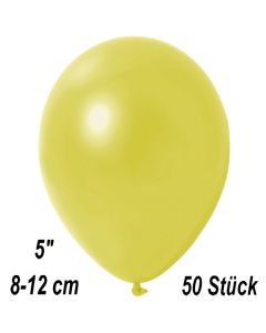 Kleine Metallic Luftballons, 8-12 cm, Gelb, 50 Stück