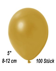 Kleine Metallic Luftballons, 8-12 cm, Gold, 100 Stück
