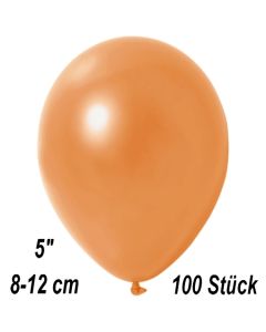 Kleine Metallic Luftballons, 8-12 cm, Orange, 100 Stück