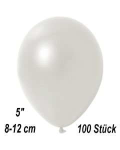 Kleine Metallic Luftballons, 8-12 cm, Perlweiß, 100 Stück
