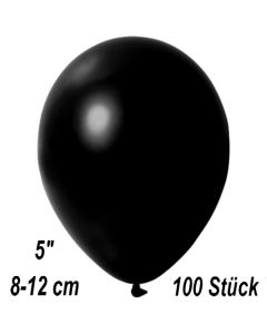Kleine Metallic Luftballons, 8-12 cm, Schwarz, 100 Stück