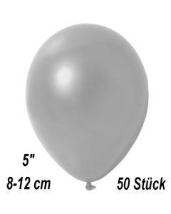 Kleine Metallic Luftballons, 8-12 cm, Silber, 50 Stück