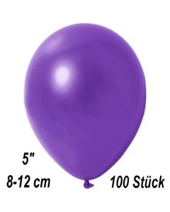 Kleine Metallic Luftballons, 8-12 cm, Violett, 100 Stück