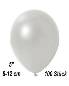 Kleine Metallic Luftballons, 8-12 cm, Weiß, 100 Stück