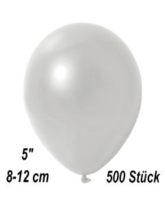 Kleine Metallic Luftballons, 8-12 cm, Weiß, 500 Stück