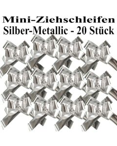 Mini-Metallic Zierschleifen Silber, 20 Stück, 14 mm, Automatik-Ziehschleifen