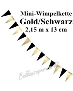 Mini-Wimpelkette, gold/schwarz, 2,15 m