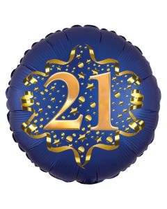Satin Navy Blue Zahl 21 Luftballon aus Folie zum 21. Geburtstag, 45 cm, Satin Luxe, heliumgefüllt