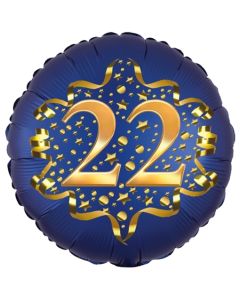 Satin Navy Blue Zahl 22 Luftballon aus Folie zum 22. Geburtstag, 45 cm, Satin Luxe, heliumgefüllt