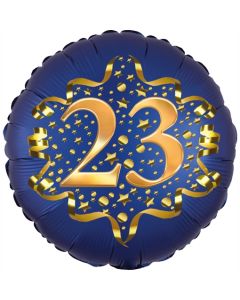 Satin Navy Blue Zahl 23 Luftballon aus Folie zum 23. Geburtstag, 45 cm, Satin Luxe, heliumgefüllt