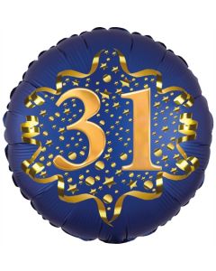 Satin Navy Blue Zahl 31 Luftballon aus Folie zum 31. Geburtstag, 45 cm, Satin Luxe, heliumgefüllt