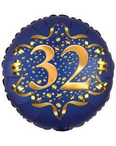 Satin Navy Blue Zahl 32 Luftballon aus Folie zum 32. Geburtstag, 45 cm, Satin Luxe, heliumgefüllt