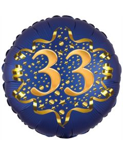 Satin Navy Blue Zahl 33 Luftballon aus Folie zum 33. Geburtstag, 45 cm, Satin Luxe, heliumgefüllt