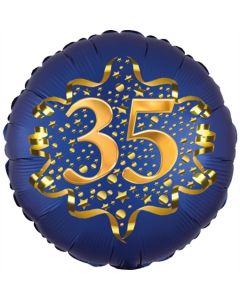 Satin Navy Blue Zahl 35 Luftballon aus Folie zum 35. Geburtstag, 45 cm, Satin Luxe, heliumgefüllt