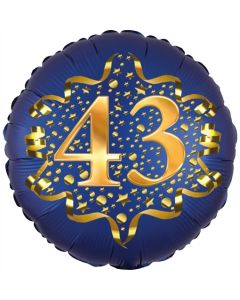 Satin Navy Blue Zahl 43 Luftballon aus Folie zum 43. Geburtstag, 45 cm, Satin Luxe, heliumgefüllt
