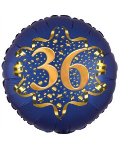 Satin Navy Blue Zahl 36 Luftballon aus Folie zum 36. Geburtstag, 45 cm, Satin Luxe, heliumgefüllt