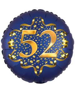 Satin Navy Blue Zahl 52 Luftballon aus Folie zum 52. Geburtstag, 45 cm, Satin Luxe, heliumgefüllt