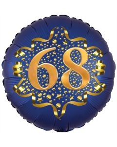 Satin Navy Blue Zahl 68 Luftballon aus Folie zum 68. Geburtstag, 45 cm, Satin Luxe, heliumgefüllt