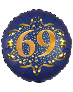 Satin Navy Blue Zahl 69 Luftballon aus Folie zum 69. Geburtstag, 45 cm, Satin Luxe, heliumgefüllt