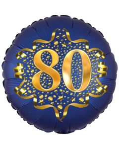 Satin Navy Blue Zahl 80 Luftballon aus Folie zum 80. Geburtstag, 45 cm, Satin Luxe, heliumgefüllt