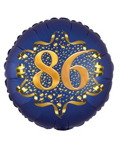 Satin Navy Blue Zahl 86 Luftballon aus Folie zum 86. Geburtstag, 45 cm, Satin Luxe, heliumgefüllt