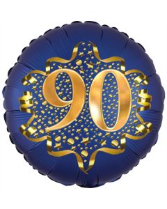 Satin Navy Blue Zahl 90 Luftballon aus Folie zum 90. Geburtstag, 45 cm, Satin Luxe, heliumgefüllt