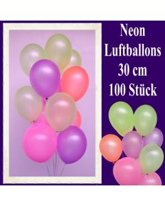 Neon-Luftballons, 30 cm, 100 Stück