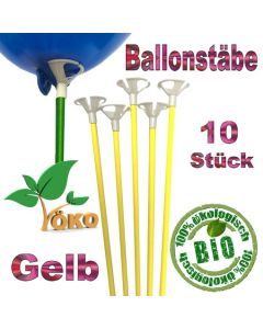 Öko-Ballonstäbe gelb, 10 Stück