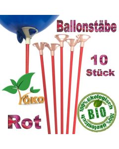 Öko-Ballonstäbe rot, 10 Stück