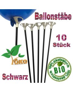 Öko-Ballonstäbe schwarz, 10 Stück