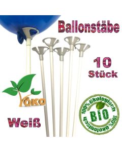 Öko-Ballonstäbe weiß, 10 Stück