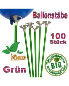 Öko-Ballonstäbe grün, 100 Stück