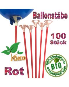 Öko-Ballonstäbe rot, 100 Stück