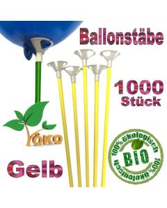 Öko-Ballonstäbe gelb, 1000 Stück