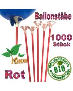 Öko-Ballonstäbe rot, 1000 Stück