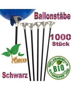 Öko-Ballonstäbe schwarz, 1000 Stück