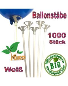 Öko-Ballonstäbe weiß, 1000 Stück