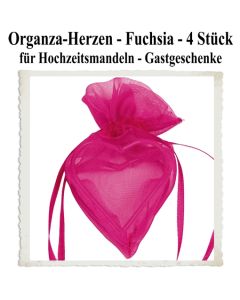 Organza-Herz Fuchsia für Hochzeitsmandeln und Gastgeschenke